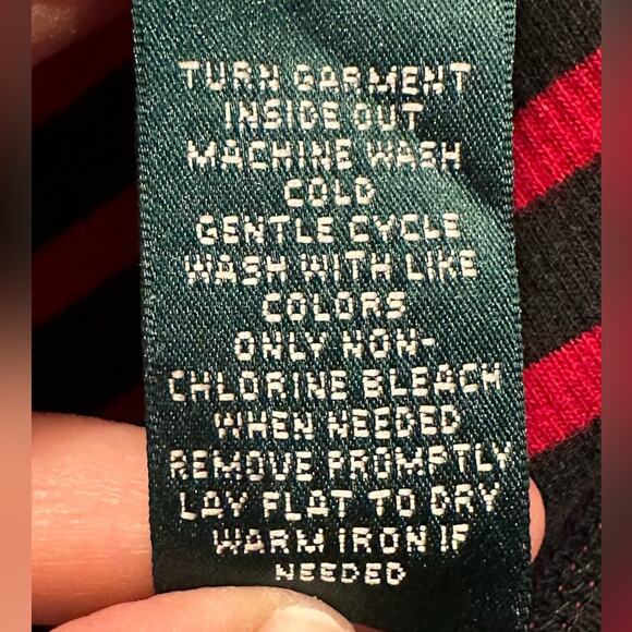 Lauren Ralph Lauren Womens 1X Black and Red Stripes Top with Toggle Closure - Picture 5 of 8